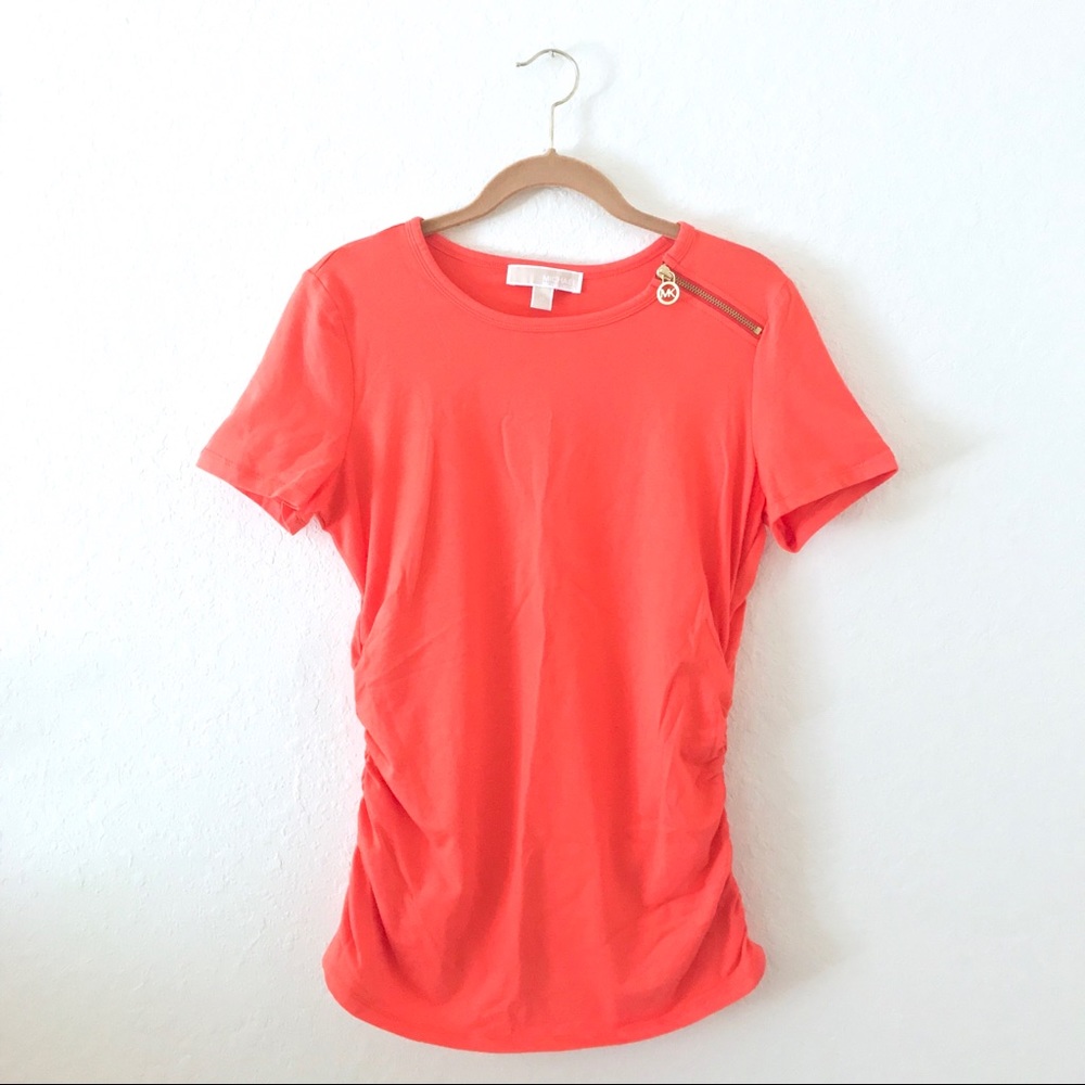 michael kors cotton top with zipper detail